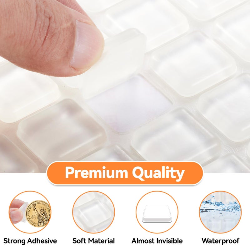 FURNIMATE أقدام مطاطية لوح التقطيع، أقدام لوح التقطيع غير قابلة للانزلاق، 18 قطعة 4/5 بوصة واقيات مطاطية شفافة ذات لاصق ذاتي مربع - Image 5